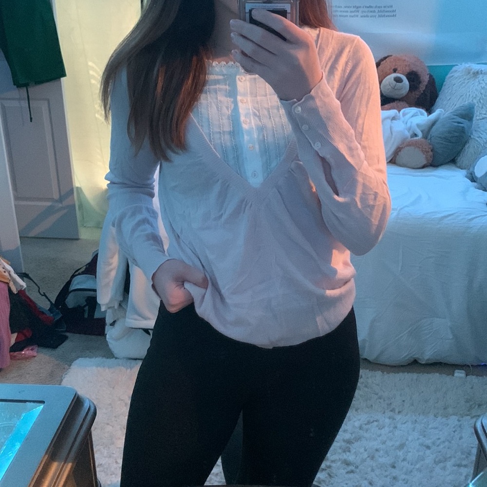 pink and white long sleeve !